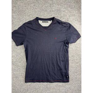 Hammer Made Shirt Mens Medium Navy Blue V Neck Red Stitch Casual Portugal Cotton